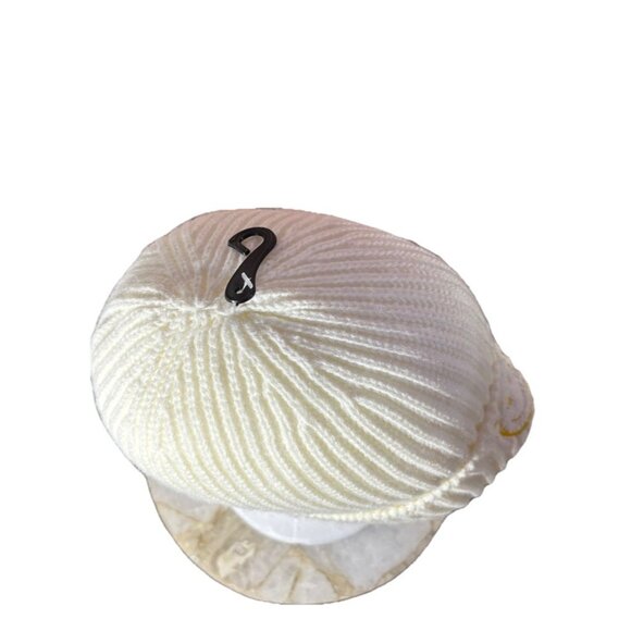 Hat Beanie Knit Cap Smiley Face Fleece Ivory Yellow - Picture 5 of 8